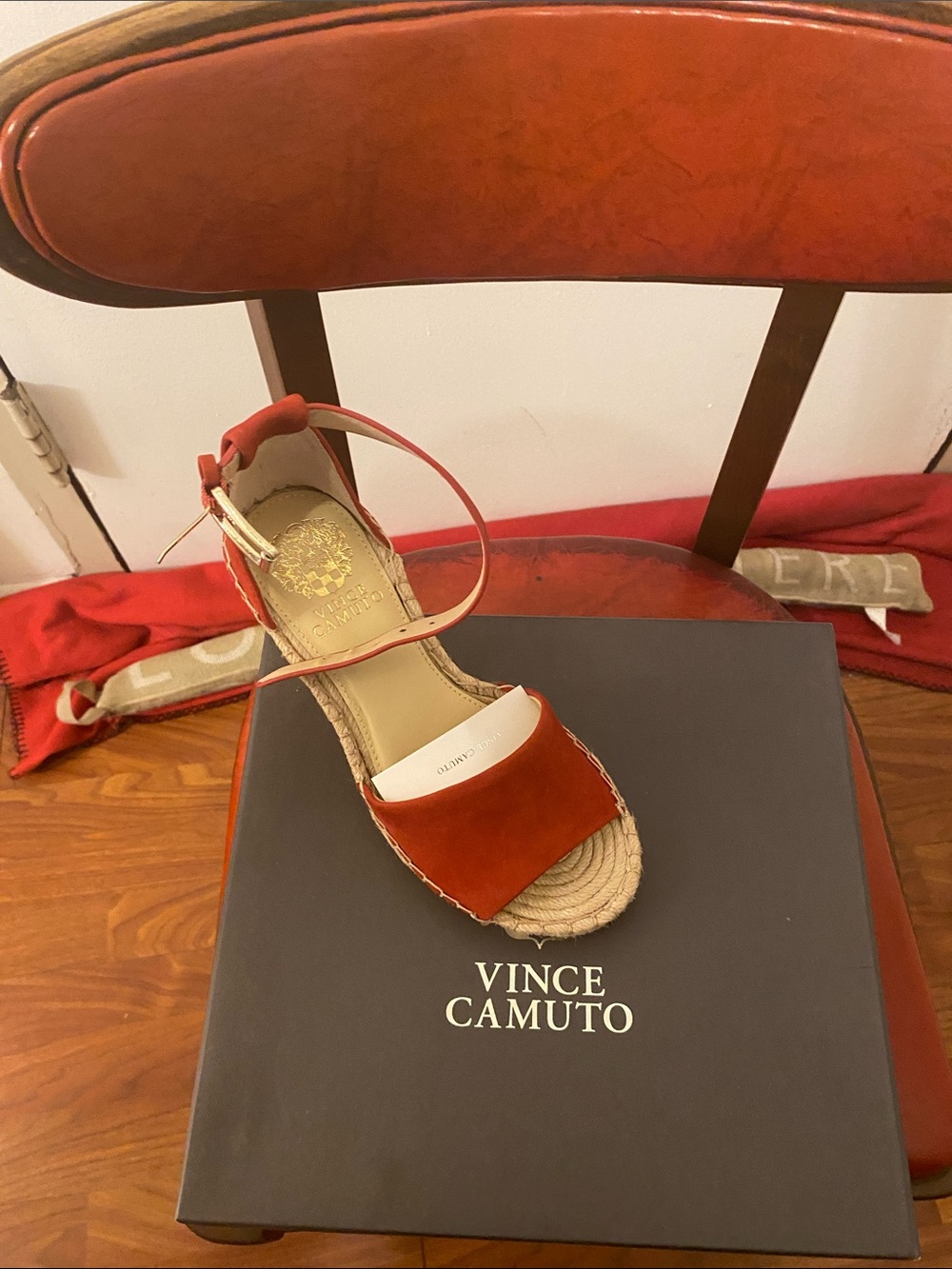 Vince Camuto Red Espadrille Ankle-Strap Sandal